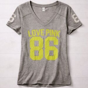 Victoria's Secret PINK Gray Tee with Yellow Graphic